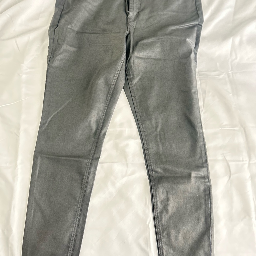 Silver Metallic Skinny Pants